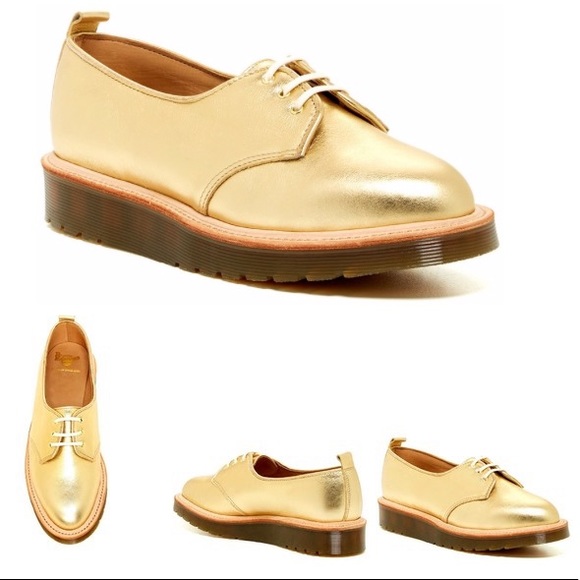 Dr. Martens Shoes - DR. MARTENS Lindsay Leather Metallic Gold Oxfords9